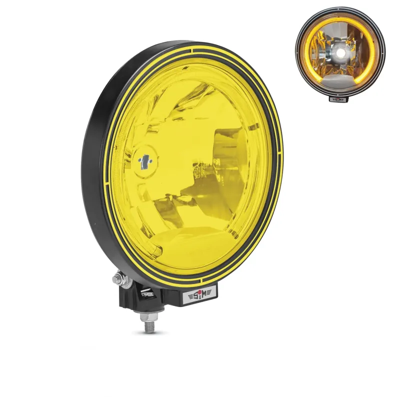 23см Кръгъл халогенен фар светлини за мъгла с насочена светлина + LED Angel Eye ЛЕД Функция Ангелски Очи 12/24V Жълта светлина Жълт - 2