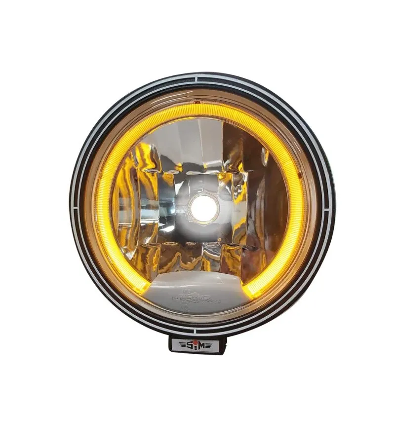 23см Кръгъл халогенен фар светлини за мъгла с насочена светлина + LED Angel Eye ЛЕД Функция Ангелски Очи 12/24V Жълта светлина Жълт - 0