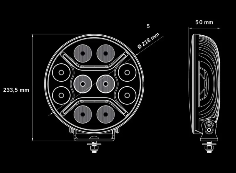 LED + DRL Диоден Халоген Фар Бял Оранжев Габарит Ø 230 мм 12V 24V за джип камион трактор багер земеделски машини и др. - 15