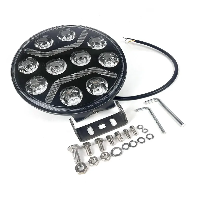 LED + DRL Диоден Халоген Фар Бял Оранжев Габарит Ø 230 мм 12V 24V за джип камион трактор багер земеделски машини и др. - 7
