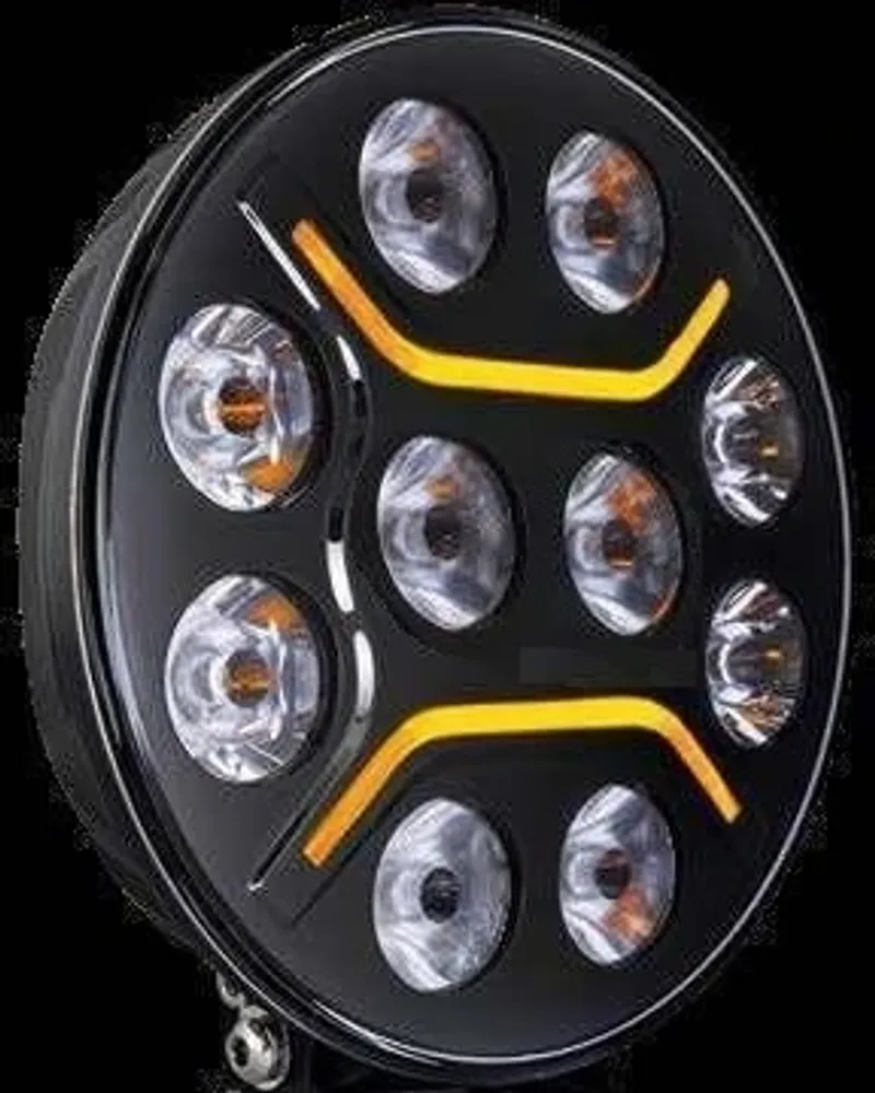 LED + DRL Диоден Халоген Фар Бял Оранжев Габарит Ø 230 мм 12V 24V за джип камион трактор багер земеделски машини и др. - 9