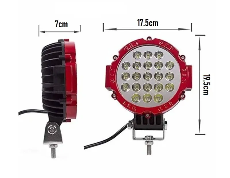 63W LED Мощен диоден фар,Червен, прожектор халоген джип ATV 4х4 офроуд - 2