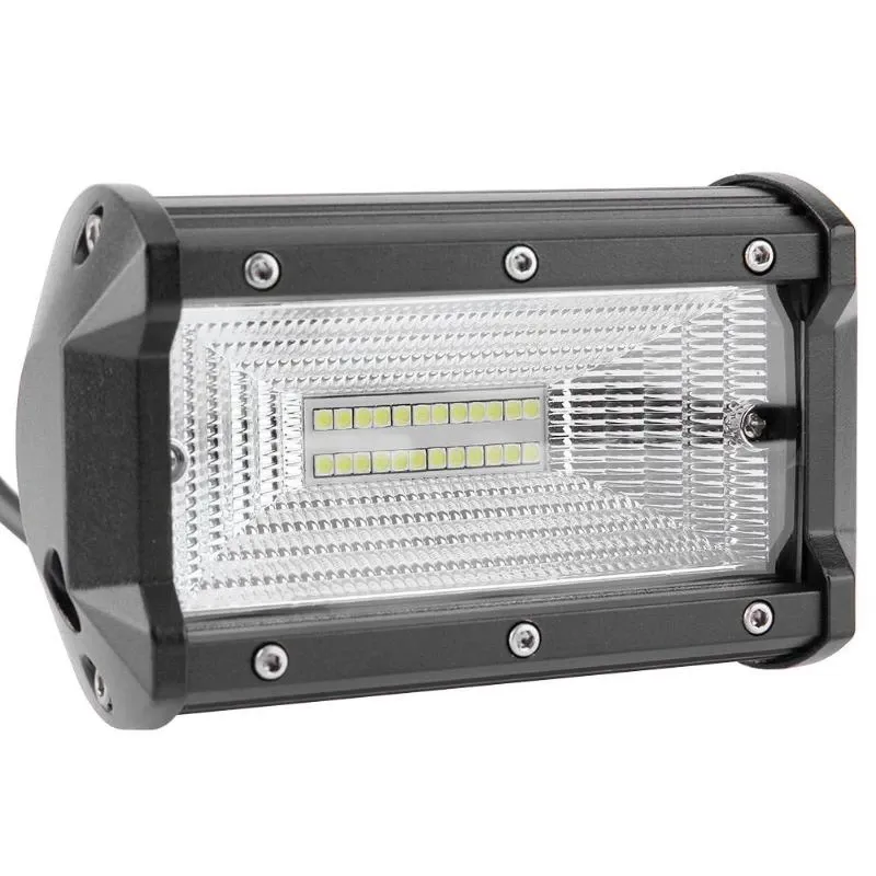 Универсален 72W Лед LED Халоген Фар Работна Лампа 12V - 24V с Разпръсната Flood Светлина за автомобил офроуд бус ван камион - 2