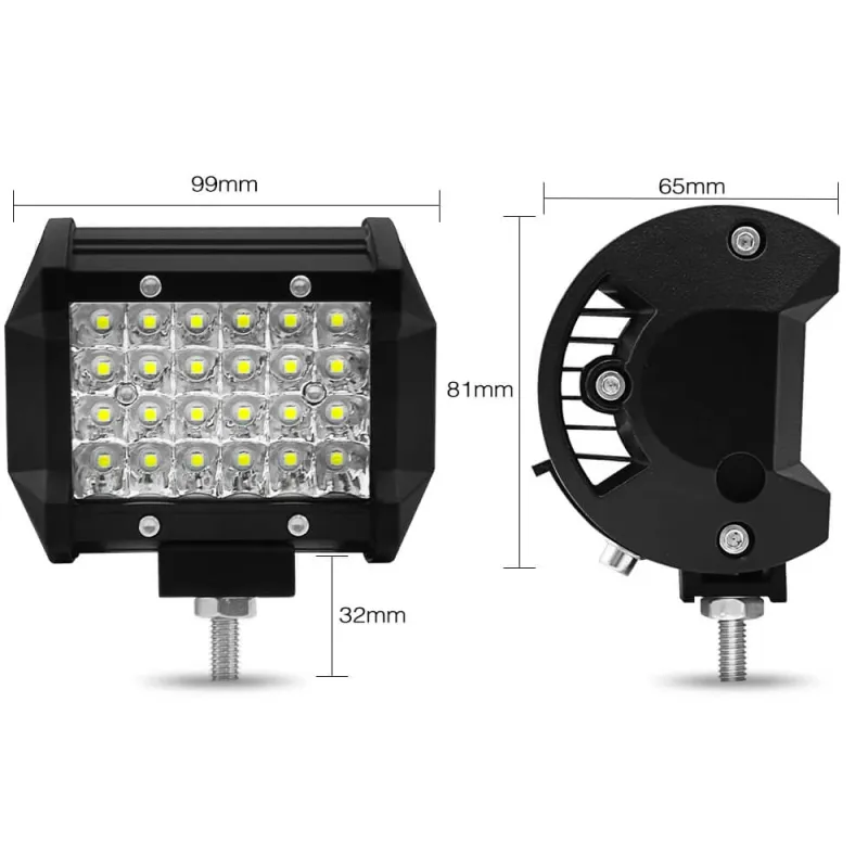 Универсален 72W Лед LED Халоген Фар Работна Лампа 12V - 24V с Насочена Spot Светлина за автомобил офроуд бус ван камион - 1