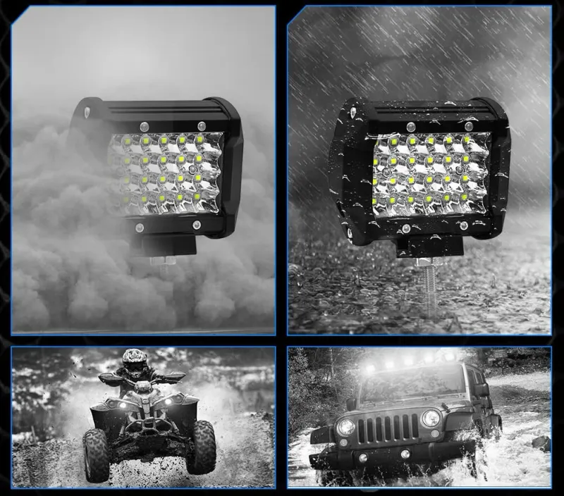 Универсален 72W Лед LED Халоген Фар Работна Лампа 12V - 24V с Насочена Spot Светлина за автомобил офроуд бус ван камион - 2
