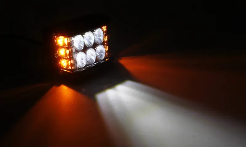 45W Лед Бар Халоген Аварийна Лампа Бяла + Оранжева Светлина 12-24V Dual Light Двойна Светлина Flash Блиц - 1