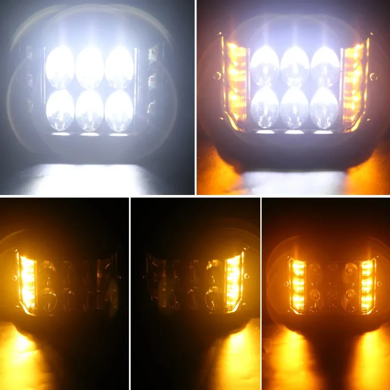 45W Лед Бар Халоген Аварийна Лампа Бяла + Оранжева Светлина 12-24V Dual Light Двойна Светлина Flash Блиц - 5
