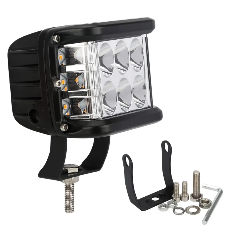 45W Лед Бар Халоген Аварийна Лампа Бяла + Оранжева Светлина 12-24V Dual Light Двойна Светлина Flash Блиц - 6