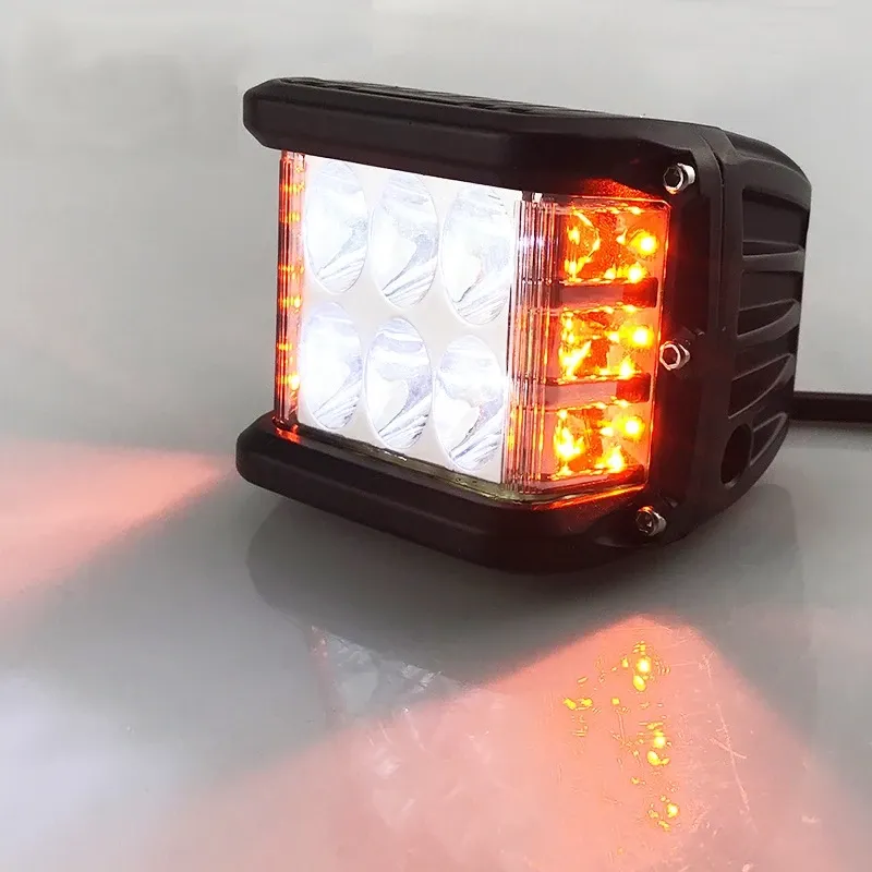 45W Лед Бар Халоген Аварийна Лампа Бяла + Оранжева Светлина 12-24V Dual Light Двойна Светлина Flash Блиц - 0