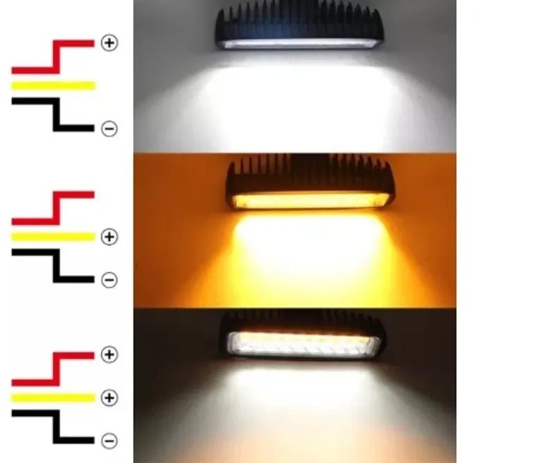 Универсален 54W Лед LED Халоген Фар Работна Лампа 12V - 24V с мигач бяло - оранжева светлина за автомобил офроуд бус ван камион - 7