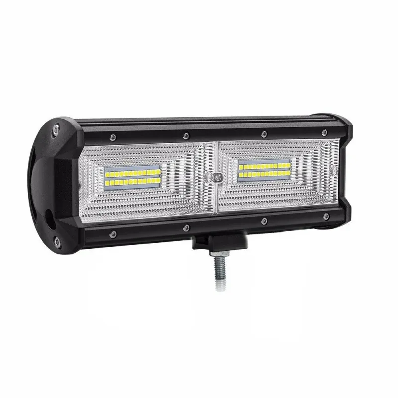 Универсален 144W Лед LED Халоген Фар Работна Лампа 12V - 24V с Разпръсната Flood Светлина за автомобил офроуд бус ван камион 24cm - 2