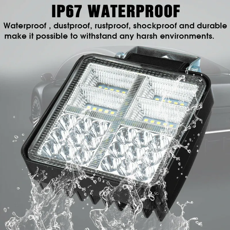 Универсален 162W Лед LED Халоген Фар Работна Лампа 12V - 24V бяла светлина + габаритна оранжева светлина за автомобил офроуд бус ван камион - 7