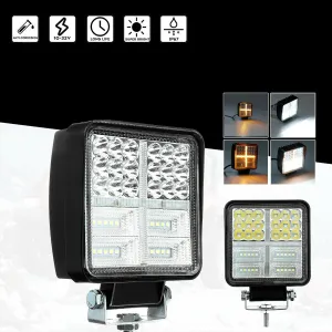 Универсален 162W Лед LED Халоген Фар Работна Лампа 12V - 24V бяла светлина + габаритна оранжева светлина за автомобил офроуд бус ван камион