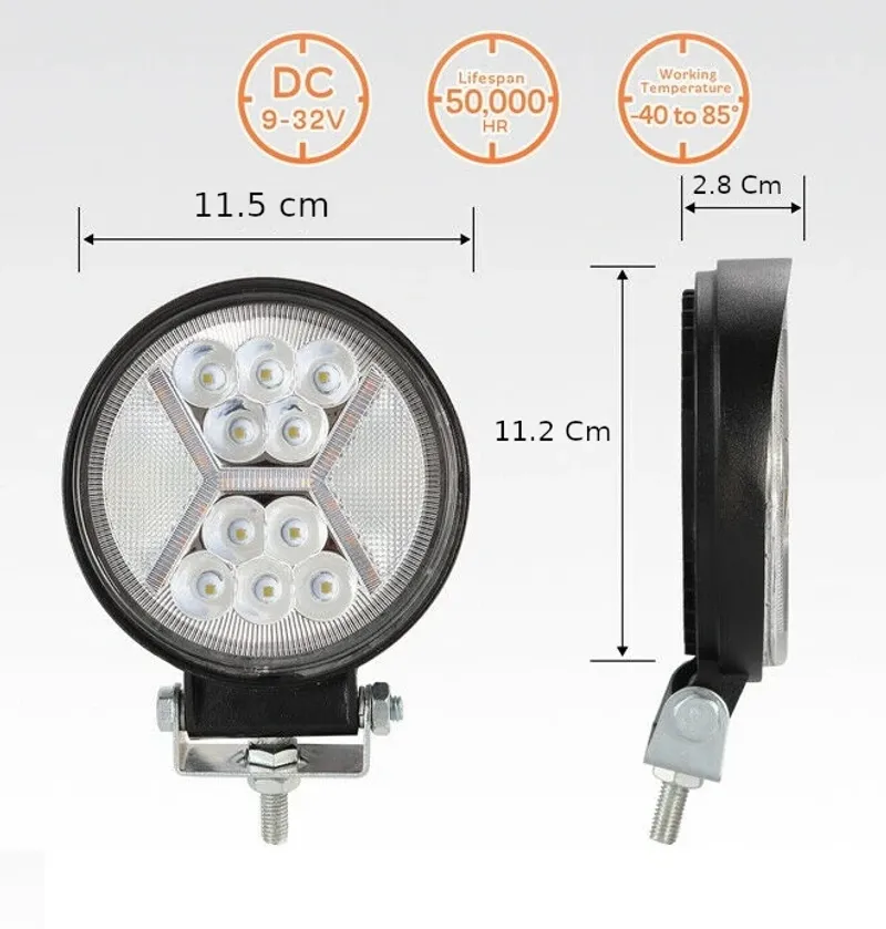 Универсален 126W Лед LED Халоген Фар Работна Лампа 12V - 24V бяла светлина + блиц мигаща бяла светлина за автомобил офроуд бус ван камион - 6