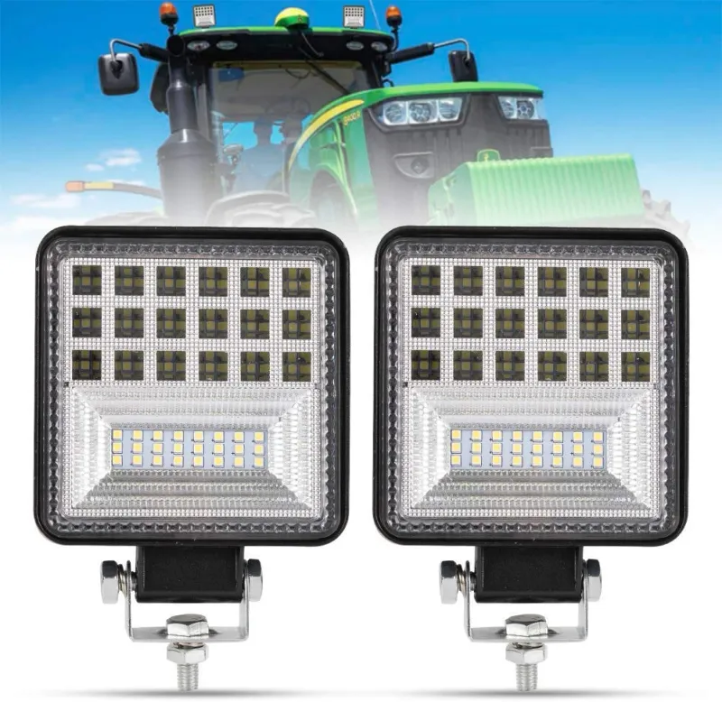 Универсален 126W Лед LED Халоген Фар Работна Лампа 12V - 24V бяла светлина за автомобил офроуд бус ван камион - 1
