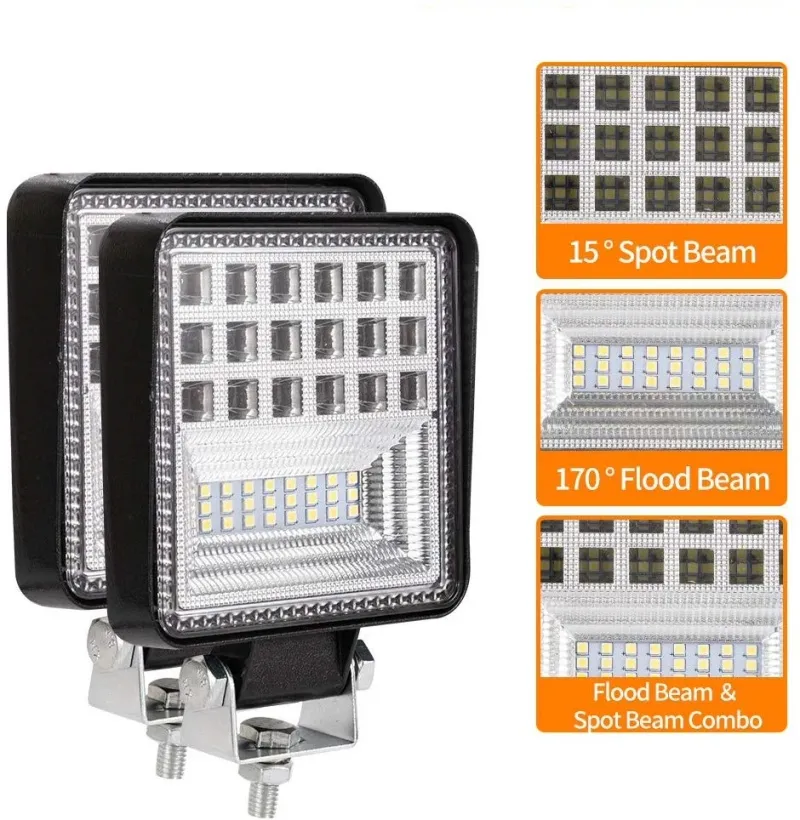 Универсален 126W Лед LED Халоген Фар Работна Лампа 12V - 24V бяла светлина за автомобил офроуд бус ван камион - 4