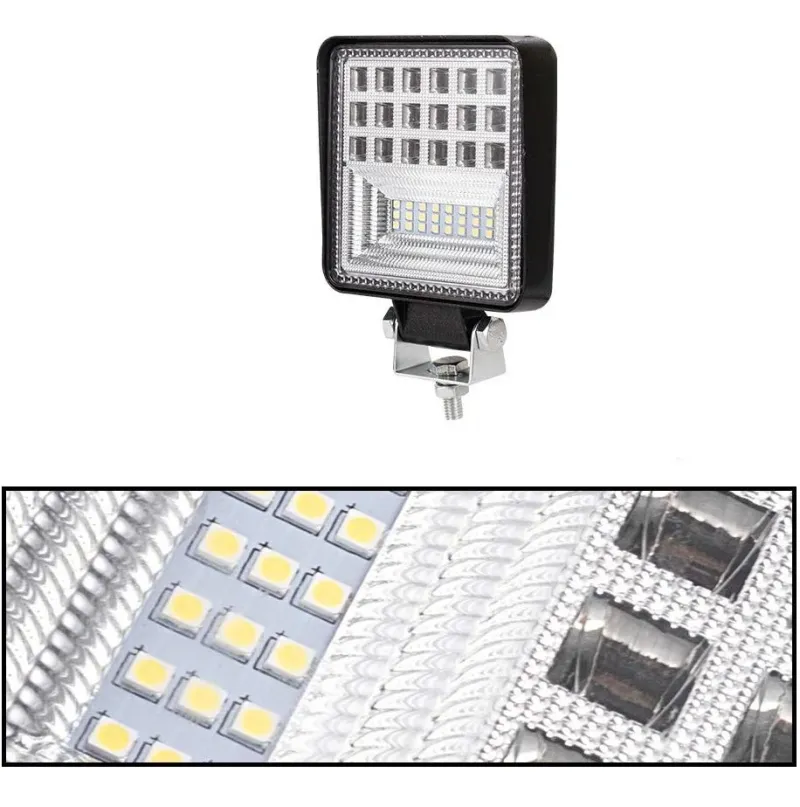 Универсален 126W Лед LED Халоген Фар Работна Лампа 12V - 24V бяла светлина за автомобил офроуд бус ван камион - 5