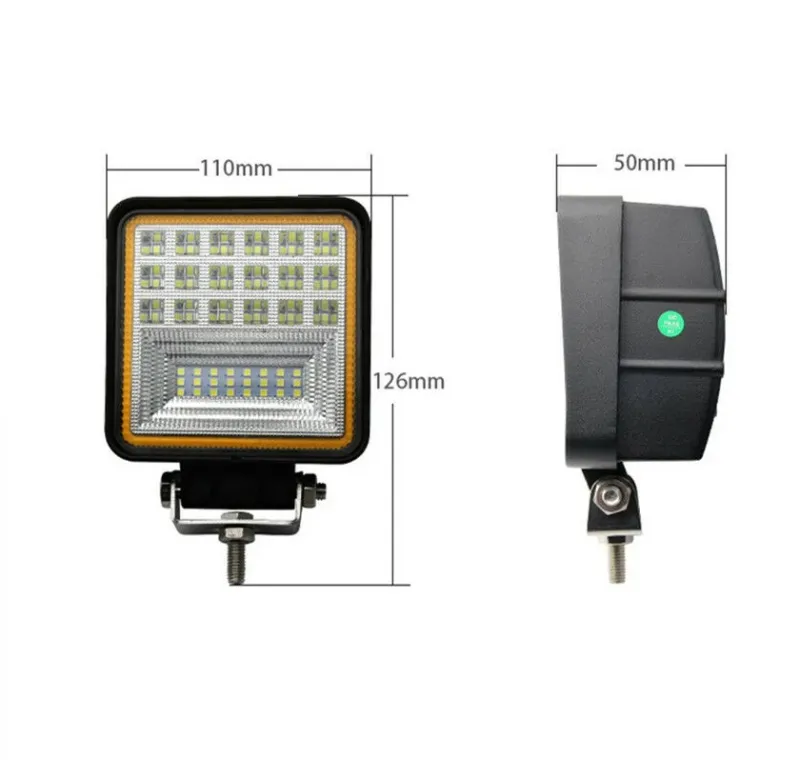 Универсален 126W Лед LED Халоген Фар Работна Лампа 12V - 24V бяла светлина за автомобил офроуд бус ван камион - 0