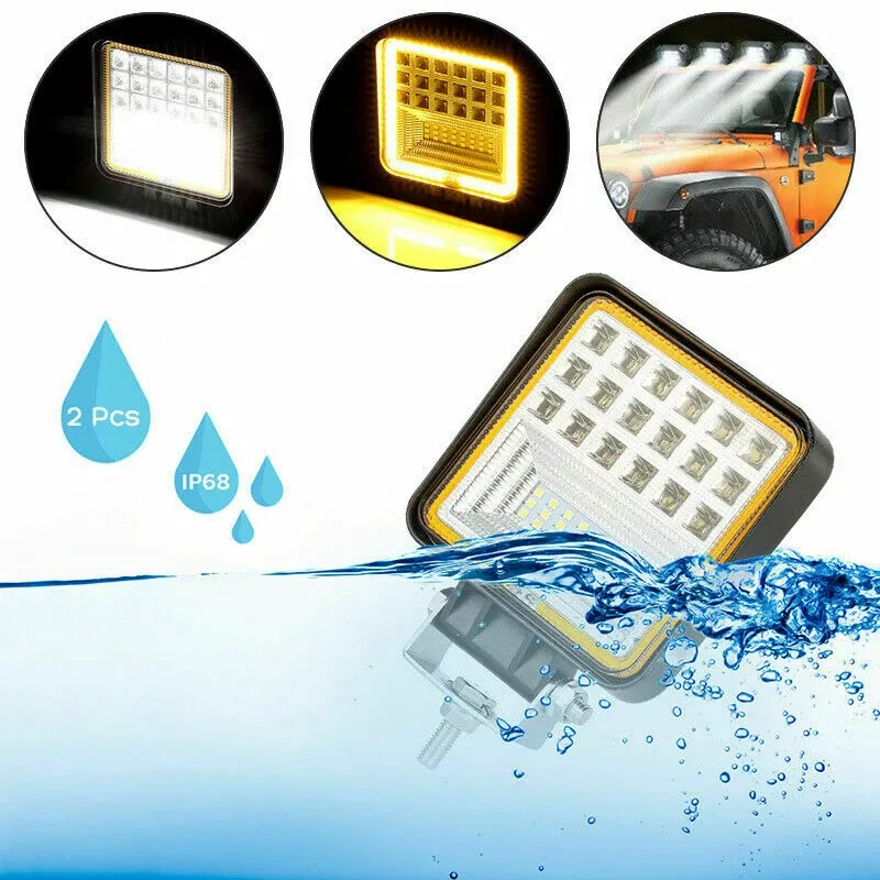 126W LED Диоден Фар Работна Бяла Жълта Светлина Габарит Мъгла Лампа 12V 24V 3030 Лумена - 8