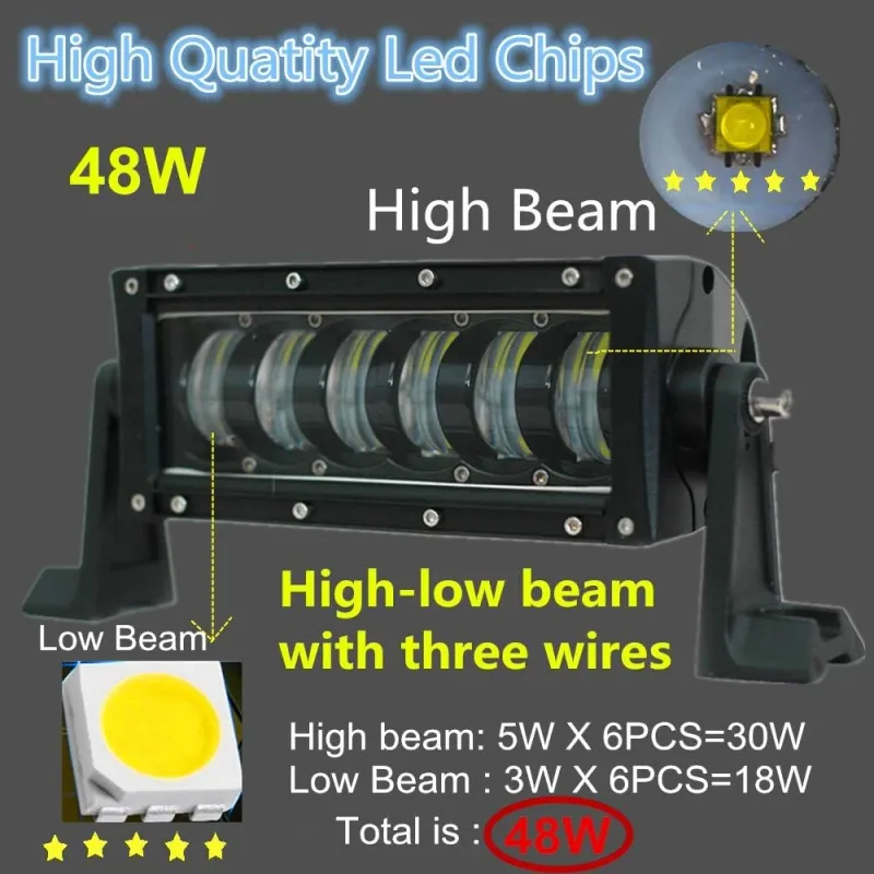 9D 27 СМ Led Bar Лед Бар Hi/Lo Къси Дълги Водоустойчив Удароустойчив 12V 24V 3840 LМ 48W С Лупи Off-Road Лед Бар За Джип ATV - 4