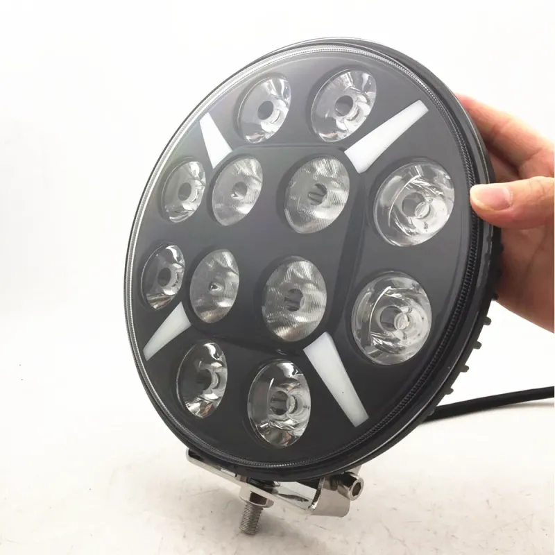 LED Диоден Халоген Фар Бял Оранжев Габарит Ø 218 мм 12V 24V 12 Диода за джип камион трактор багер - 6