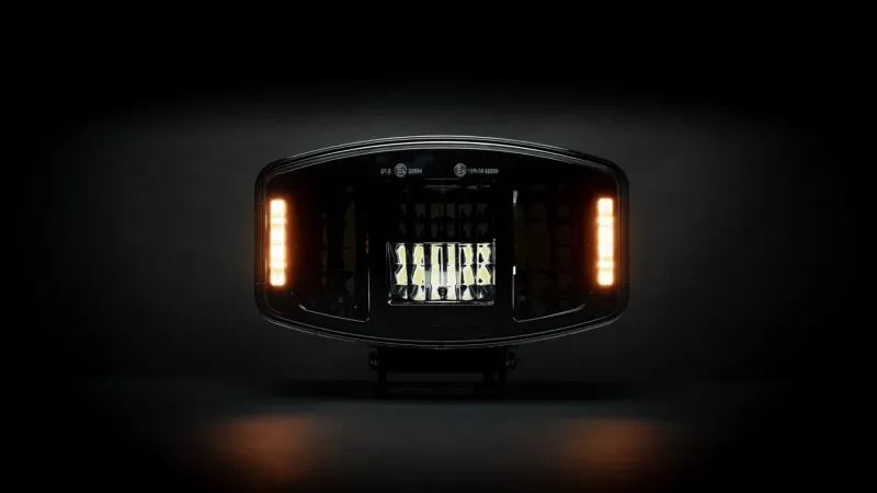 Универсален мощен LED ЛЕД 100W фар халоген лампа 12V - 24V с DRL/parking светлина бяло-жълто за АТВ джип камион трактор - 1