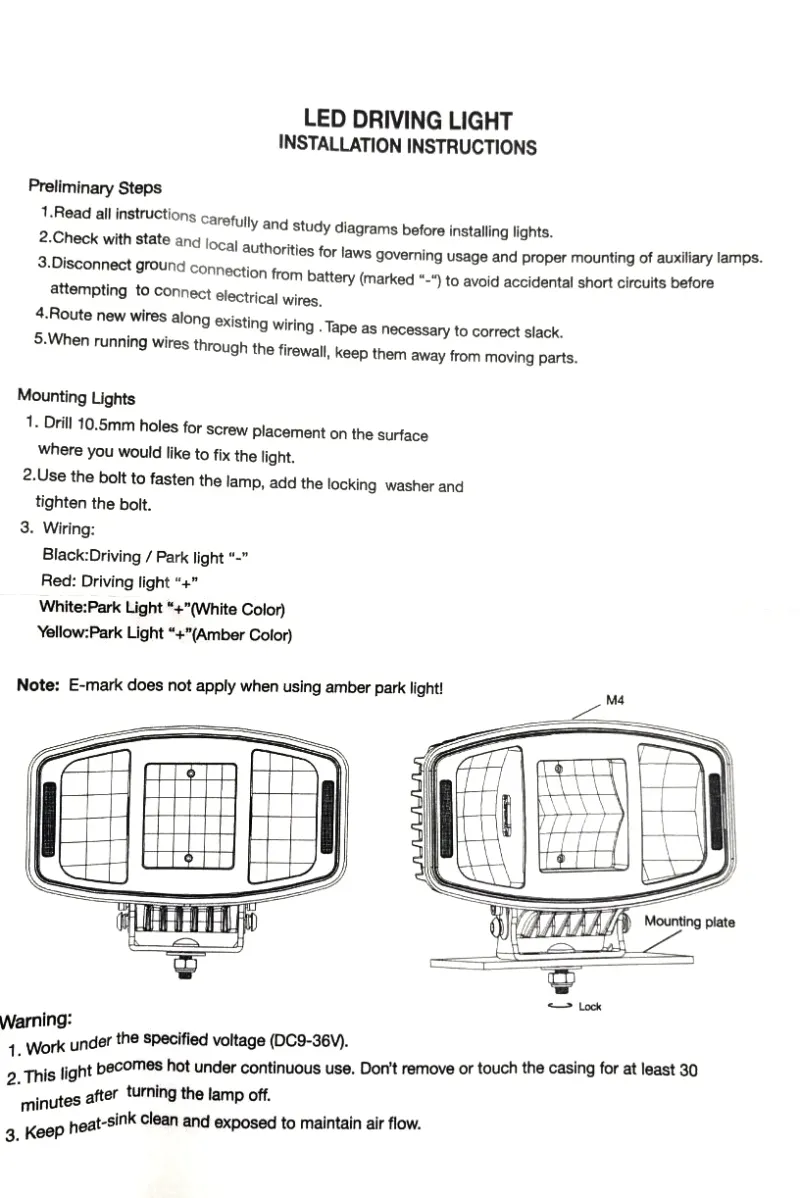 Универсален мощен LED ЛЕД 100W фар халоген лампа 12V - 24V с DRL/parking светлина бяло-жълто за АТВ джип камион трактор - 11