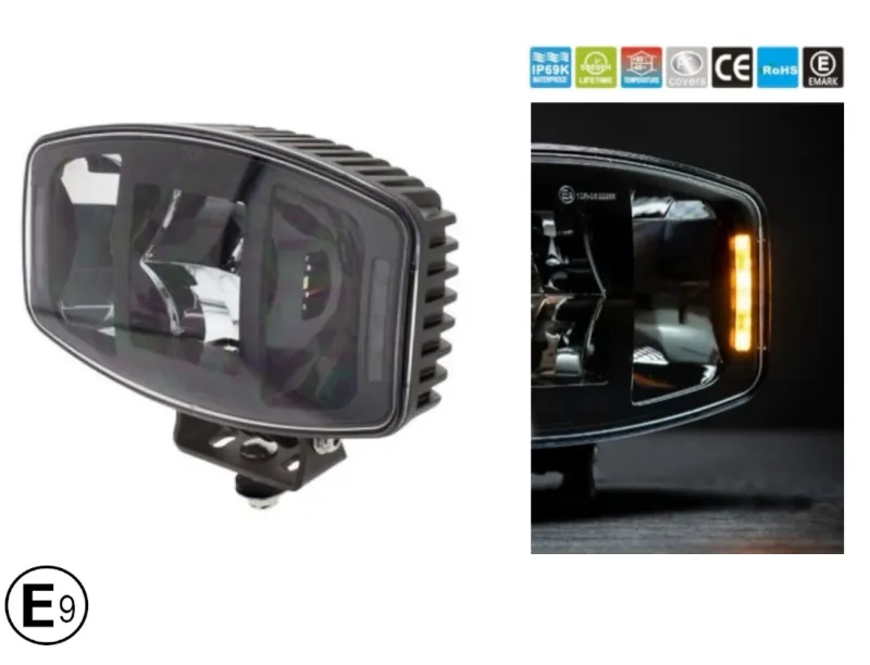 Универсален мощен LED ЛЕД 100W фар халоген лампа 12V - 24V с DRL/parking светлина бяло-жълто за АТВ джип камион трактор - 0