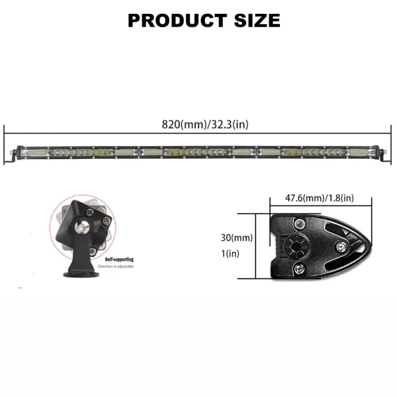 78 см LED Лед Диоден Бар 13500 lm 270W Ултра Тънък, 12-24V Комбинирана Combo - Flood и Spot Светлина - 1