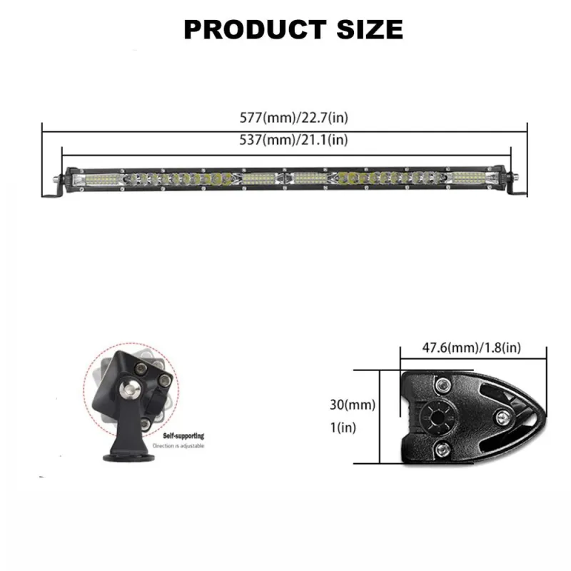 54 см LED Лед Диоден Бар , 9000 lm 180W, Ултра Тънък 12-24V Комбинирана Combo - Flood и Spot Светлина - 1