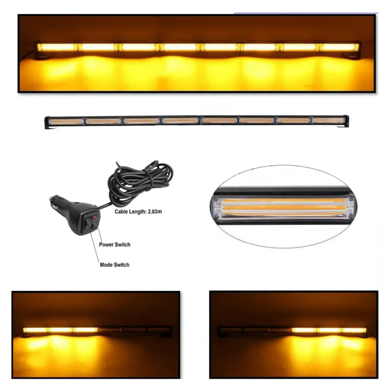 120cm Сигнална Аварийна Блиц Маяк Led Бар Лампа Пътна Помощ Платформа 12V-24V 144W - 0