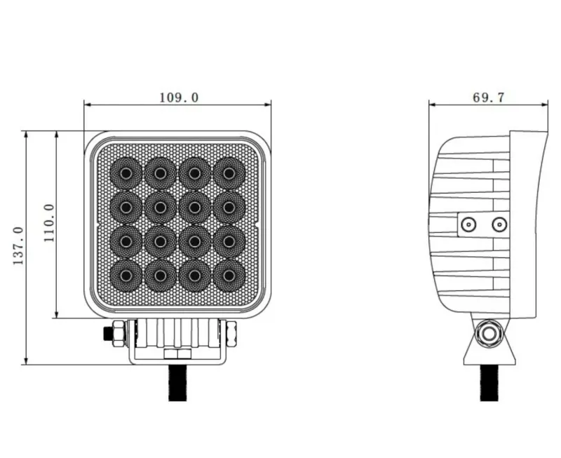 11 См Квадратен 48W Супер Мощен PRO Led Диоден Халоген Лед Лампа Прожектор 12V 24V - 1