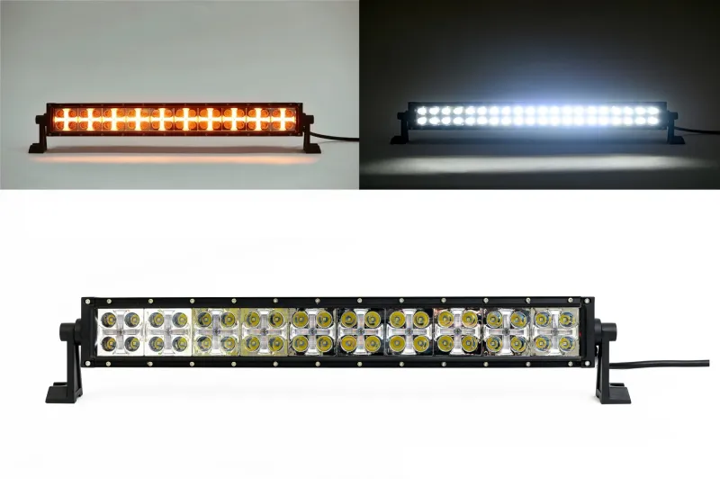 54 См Led Bar Лед Диоден Бар Прожектор Бяла и Оранжева, Жълта Светлина, Блиц, Флаш, CROSS DRL 120W 12V 24V - 0
