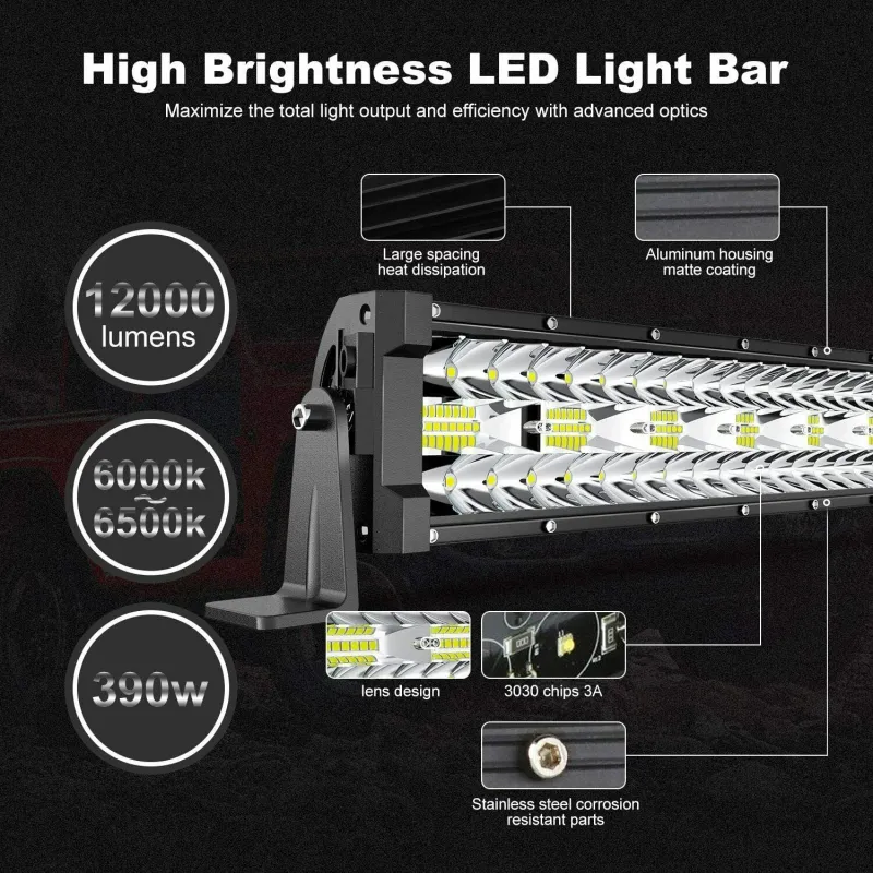56cм 390W 9D Led Bar Лед Диоден Бар Прожектор Дневна Светлина 12000lm - 7