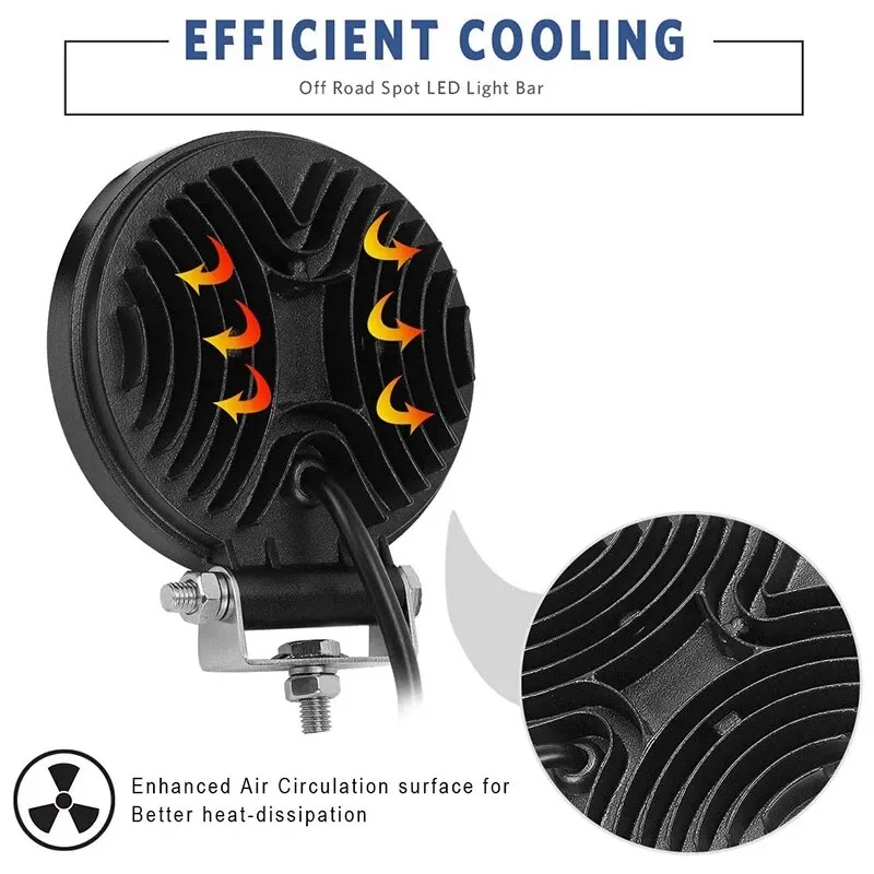 27W ЛЕД 12V 24V LED Диоден Халоген Фар Прожектор Задна Светлина Диодна Kръгла Лампа - 1
