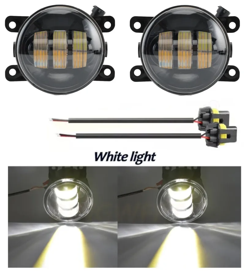 Комплект 2 броя LED фарове за мъгла, халогени за Dacia, Renault, Ford, Citroen, Suzuki, бяла светлина, Ø91 мм, 12V, алуминиев корпус, H8/H11 букса - 0