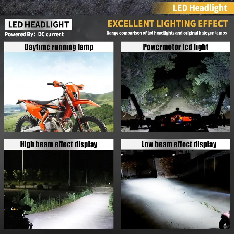 Маска с LED Фар за мотор, мотоциклет Черна с къси и дълги светлини - Универсален модел за ENDURO / Trail / Streetfighter - 11