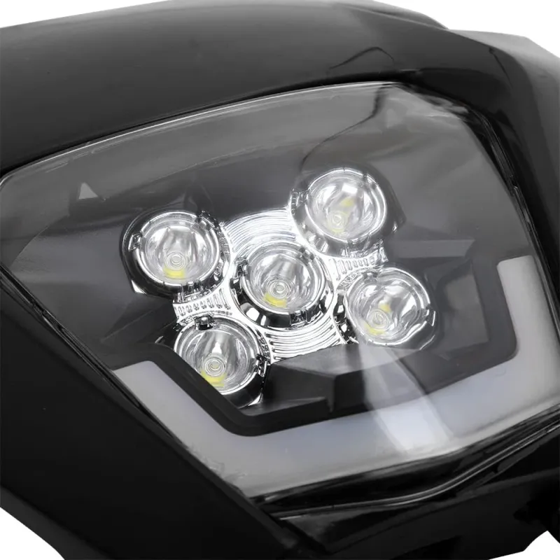 Маска с LED Фар за мотор, мотоциклет Черна с къси и дълги светлини - Универсален модел за ENDURO / Trail / Streetfighter - 9