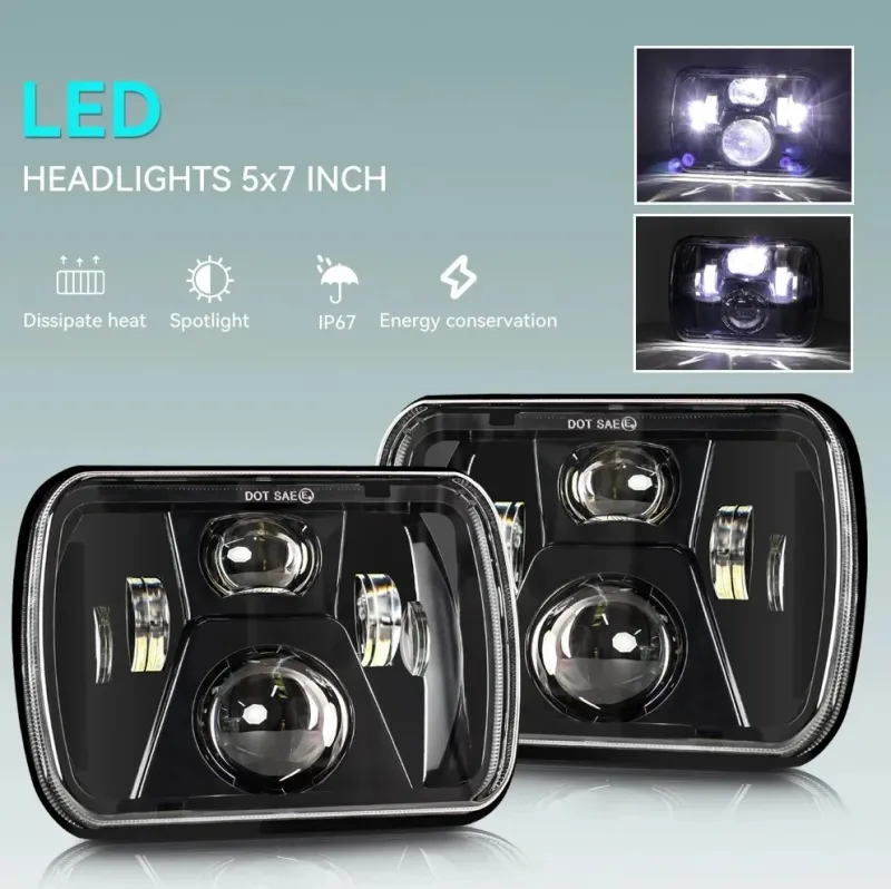 Универсален 45W ЛЕД LED фар лампа халоген 12V-24V къси/дълги 20 x 14cm за АТВ джип мотоциклет камион трактор и др. - 10