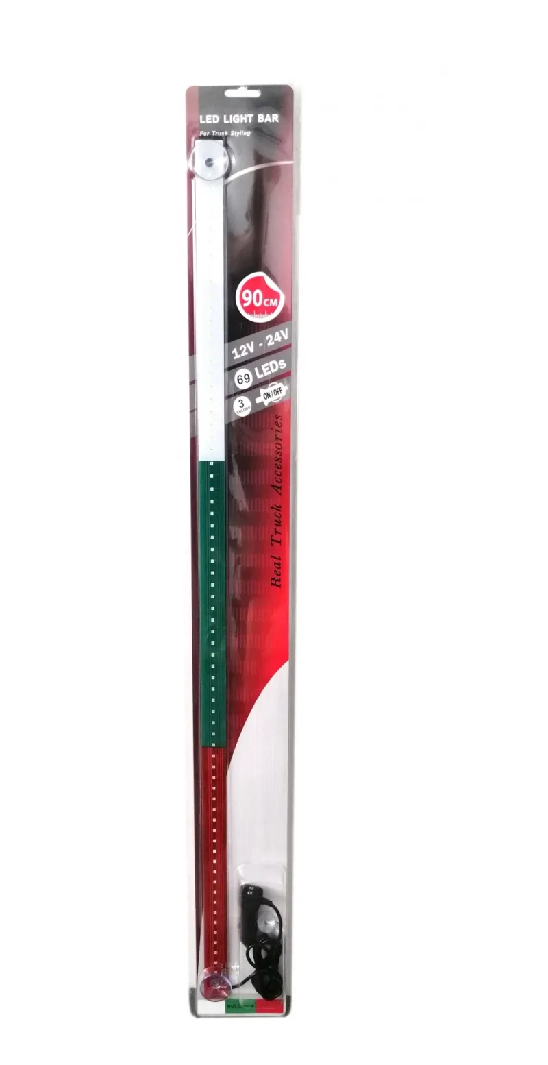 Светещ лед бар 90 cm 69 LED 12V - 24V бяло-зелено-червено BG Bulgaria флаг знаме България - 0