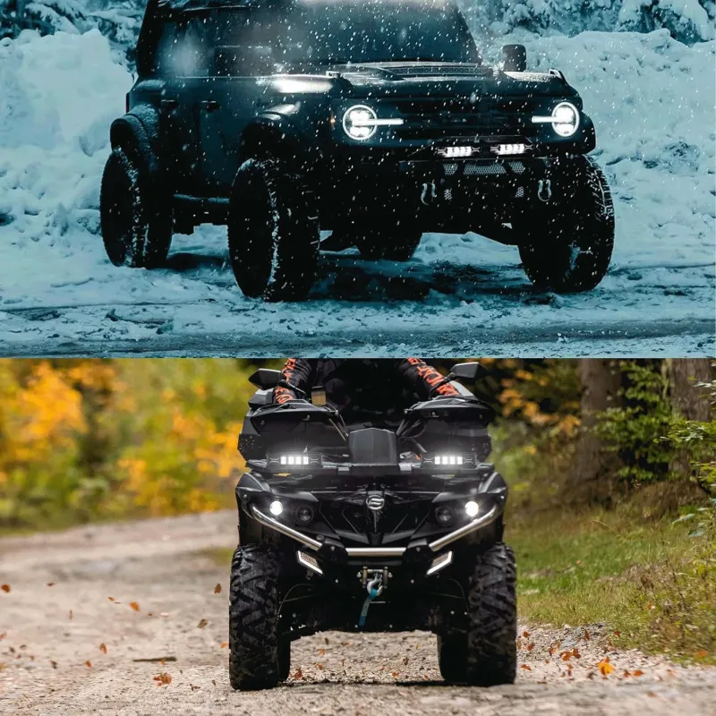 17cm 7Д Диоден Прожектор Led Bar Лед Бар Халоген Бяла Светлина + Габарит бяло - жълто 12V - 24V За АТВ SUF Джип 4х Offroad Камион - 3