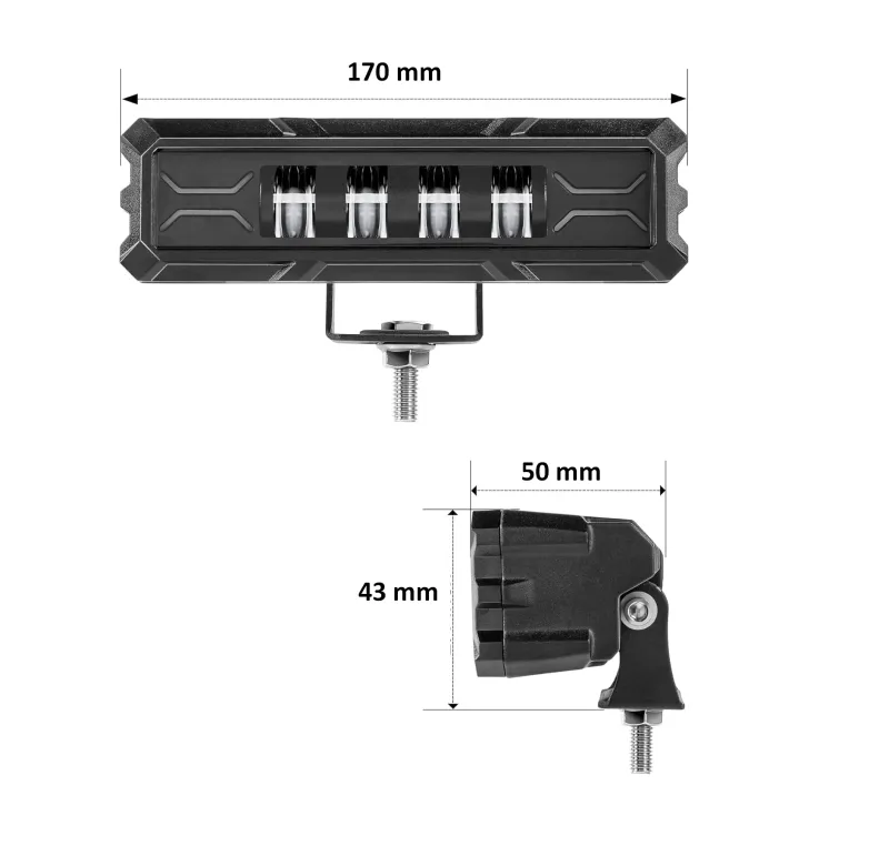 17cm 7Д Диоден Прожектор Led Bar Лед Бар Халоген Бяла Светлина + Габарит бяло - жълто 12V - 24V За АТВ SUF Джип 4х Offroad Камион - 4