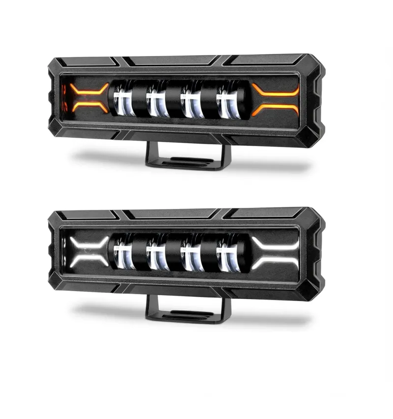 17cm 7Д Диоден Прожектор Led Bar Лед Бар Халоген Бяла Светлина + Габарит бяло - жълто 12V - 24V За АТВ SUF Джип 4х Offroad Камион - 6