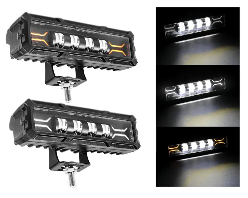 17cm 7Д Диоден Прожектор Led Bar Лед Бар Халоген Бяла Светлина + Габарит бяло - жълто 12V - 24V За АТВ SUF Джип 4х Offroad Камион - 8