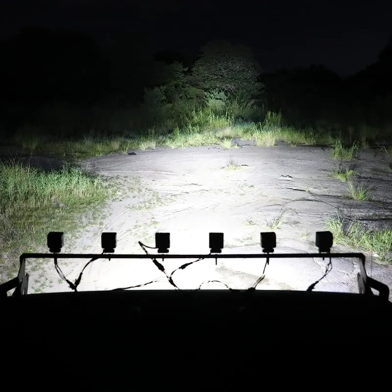 Комплект от 4 броя Лед LED Халогени Лампи с окабеляване Бяла Flood + Оранжева DRL Светлина 12V - 24V за Off Road 4X4 SUV джип мотор автомобил камион градина и др. - 13