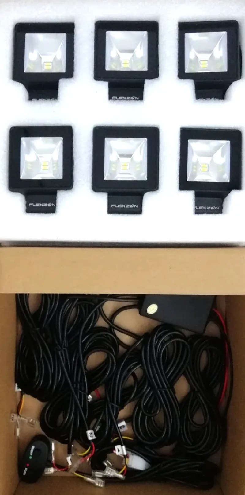 Комплект от 6 броя Лед LED Халогени Лампи с окабеляване Бяла Flood + Бяла DRL Светлина 12V - 24V за Off Road 4X4 SUV джип мотор автомобил камион градина и др. - 2