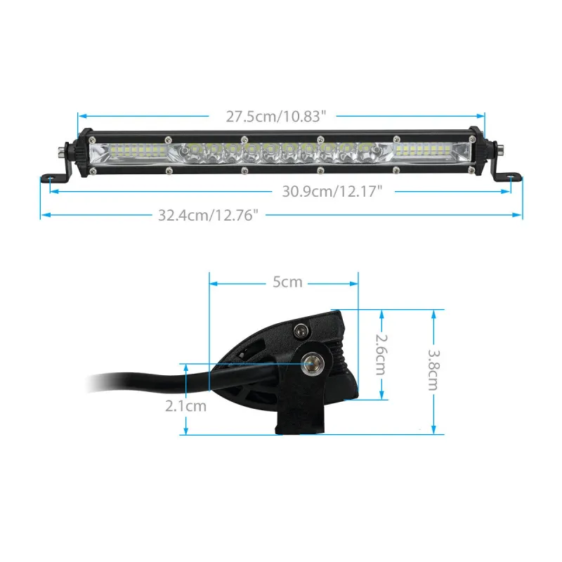 27.5 см Диоден LED Лед Бар 72W Ултра Тънък 12-24V Комбинирана Combo - Flood и Spot Светлина - 1