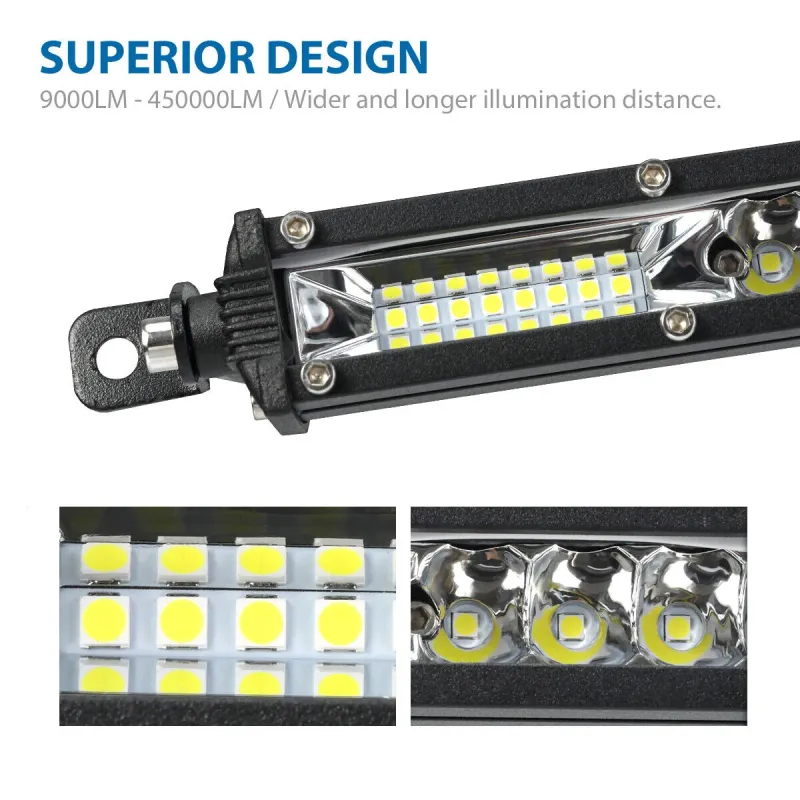 27.5 см Диоден LED Лед Бар 72W Ултра Тънък 12-24V Комбинирана Combo - Flood и Spot Светлина - 4