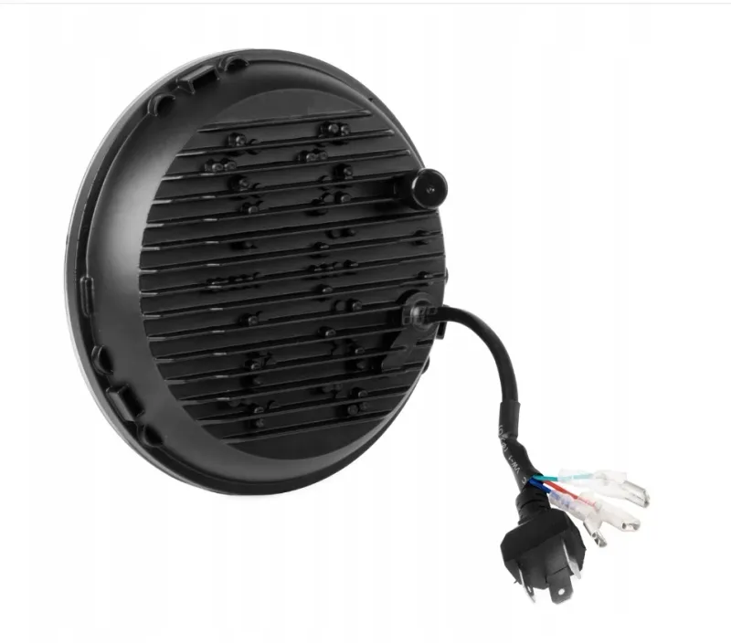 Универсален 7 инча 18см ЛЕД LED фар халоген 12V-24V къси/дълги с DRL дневни светлини мигач бяло-жълто и череп с RGB подсветка с 6 различни цвята за АТВ джип мотоциклет камион трактор и др. - 11
