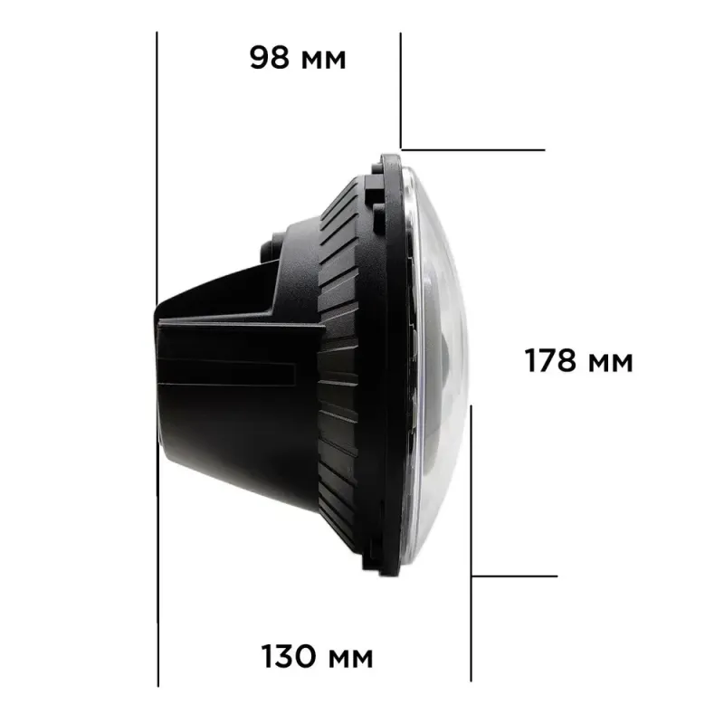 Универсален 7 инча 18см ЛЕД LED фар лампа халоген 12V-24V къси/дълги с DRL дневни светлини мигач бяло-жълто за АТВ джип мотоциклет камион трактор и др. - 0